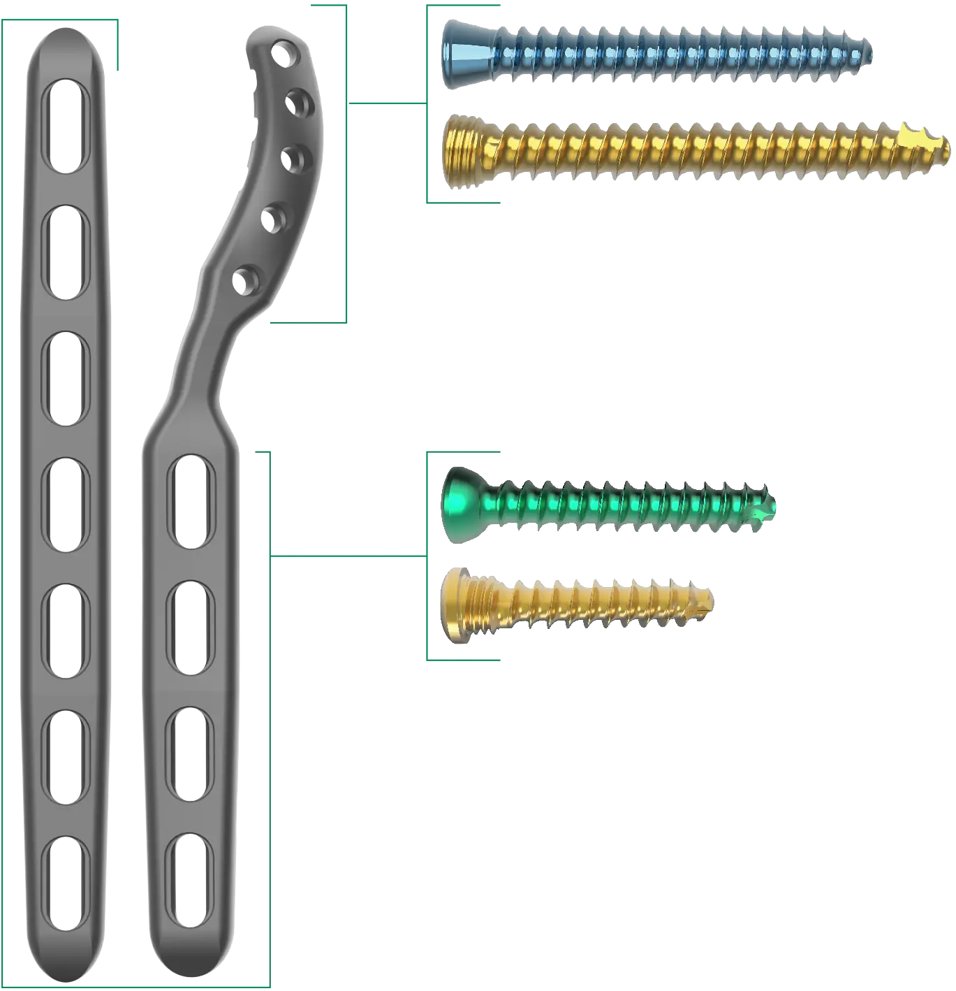Freefix Humeral Fixation System plate and screws diagram