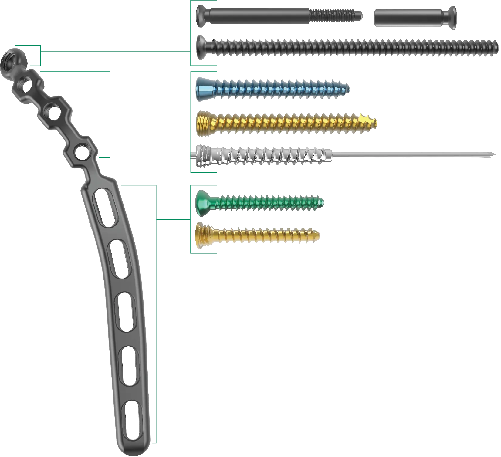 Metaphyseal and diaphyseal specific screw options